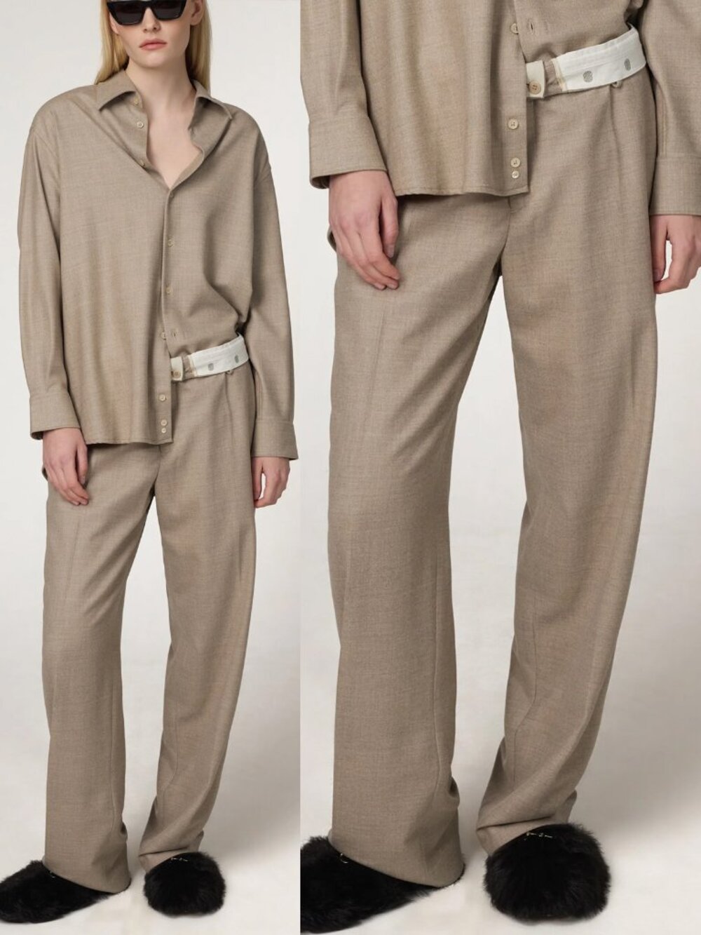 ORIANE 1986 Loro Piana Superfine Merino Wool The Unisex Pants XS Beige $780 Luxe